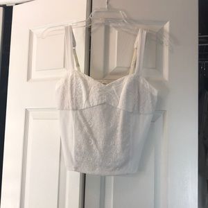 White Lace/Flower Crop Top